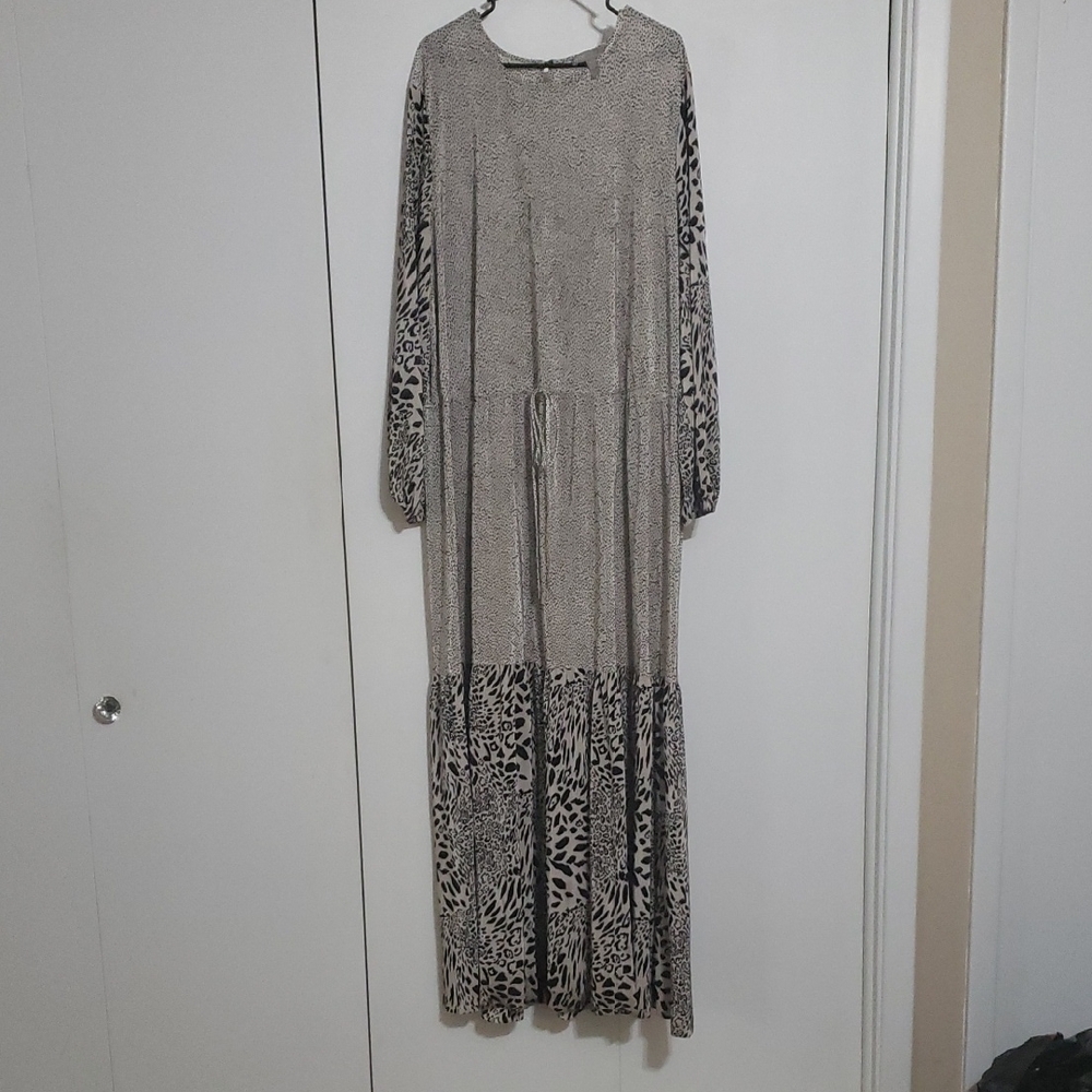 ASOS Black and White Long Sleeve Animal Print Dress